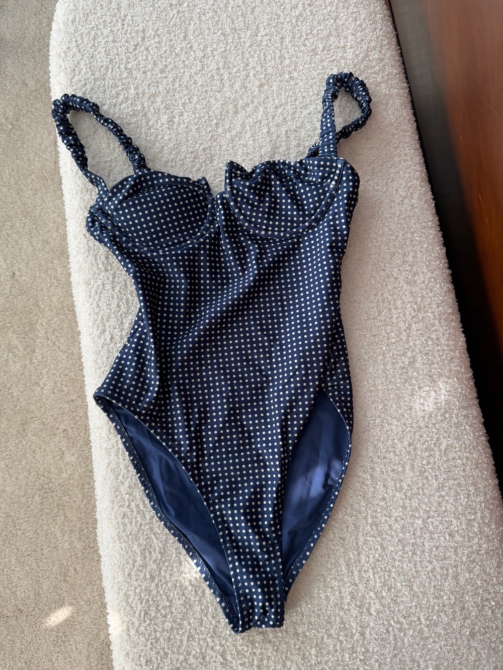 Solid & Striped Navy Polka Dot Underwire One-Piece Swimsuit XS
